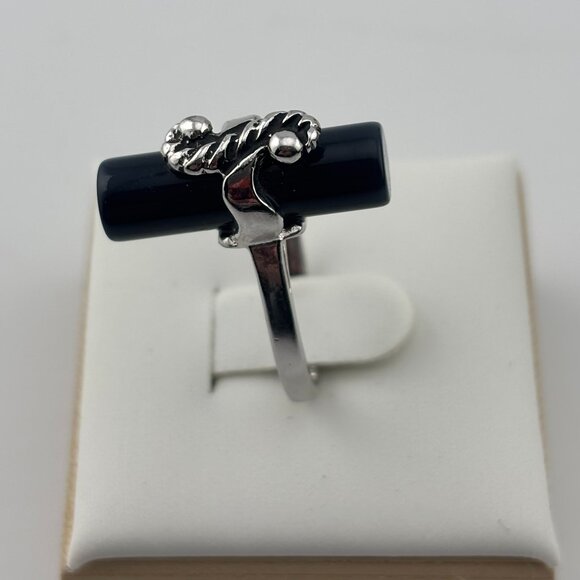 Vintage Sum Spec "Something Special" Silver Black Onyx Seahorse Ring - Picture 4 of 8